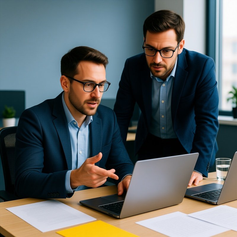 Two Individuals Collaborating At A Desk Collaboration Office Work