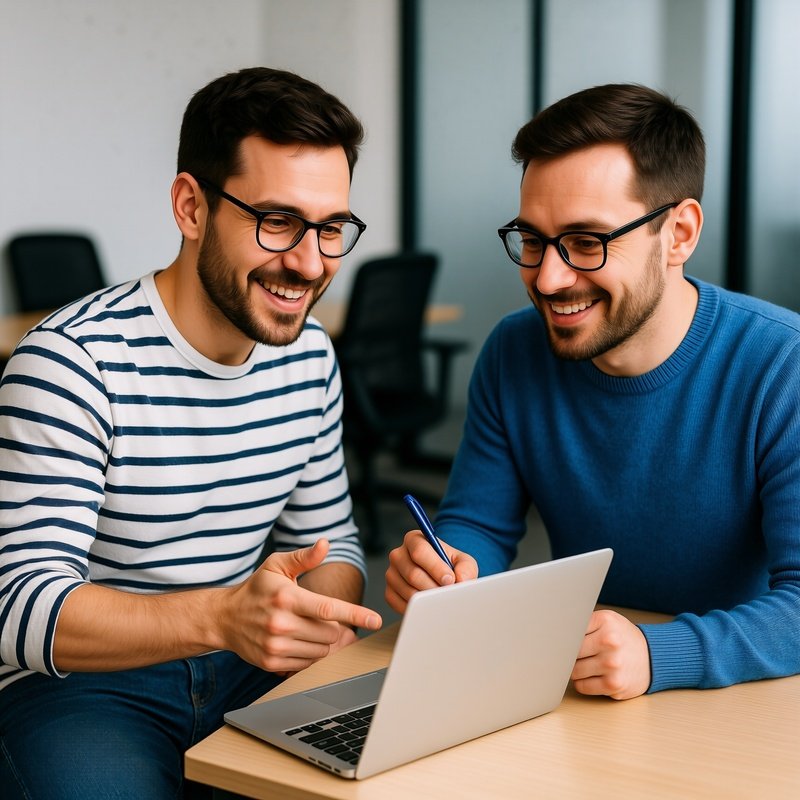 Two Individuals Collaborating In An Office Setting Office