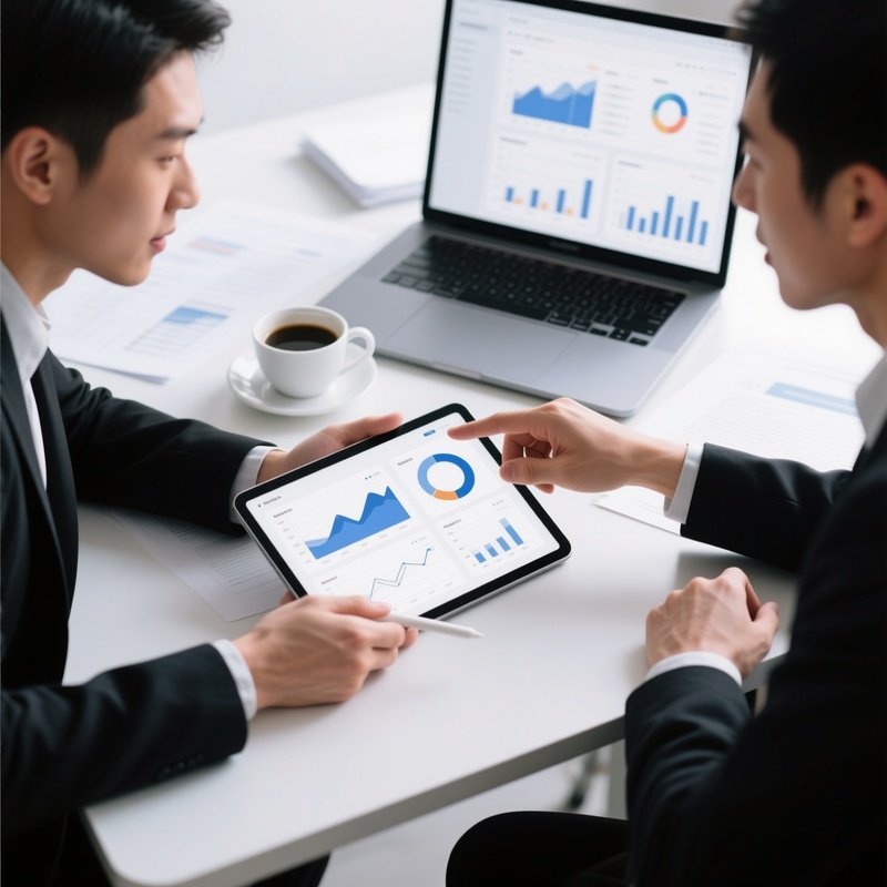 Two Individuals Collaborating On A Digital Tablet Collaboration