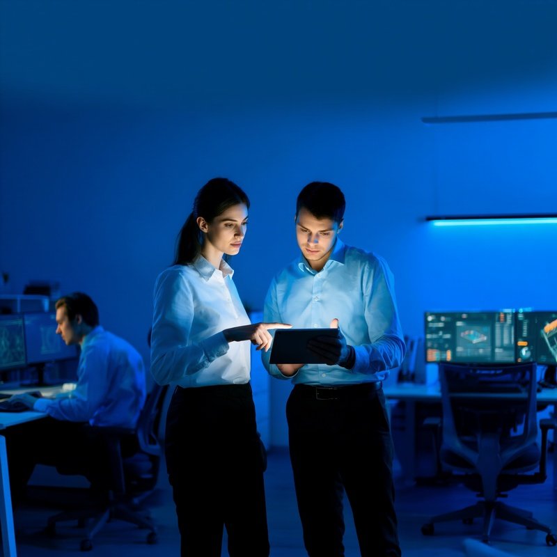 Two Individuals Collaborating On A Digital Tablet Collaboration