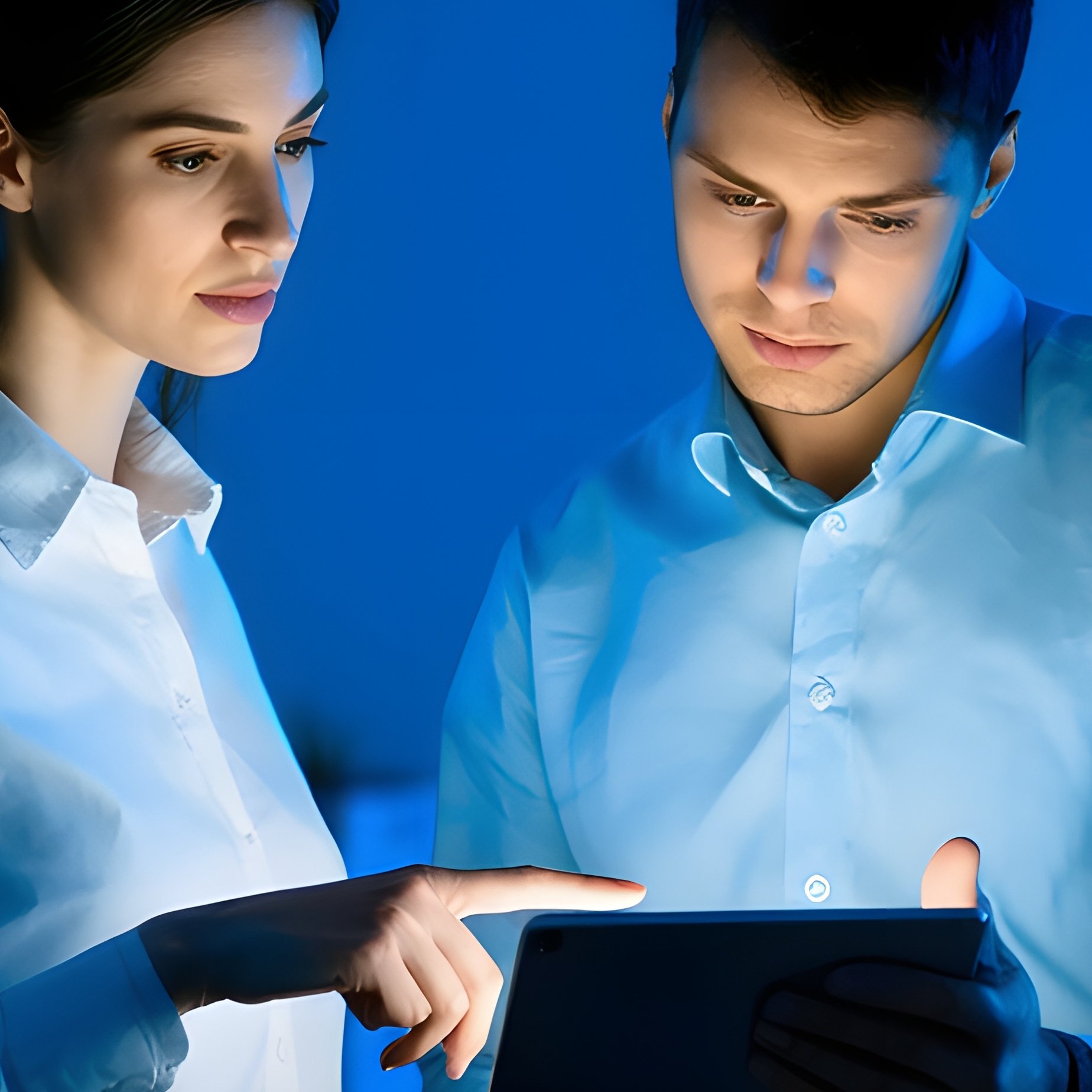 Two Individuals Collaborating On A Digital Tablet Collaboration - Full Resolution Quality Preview