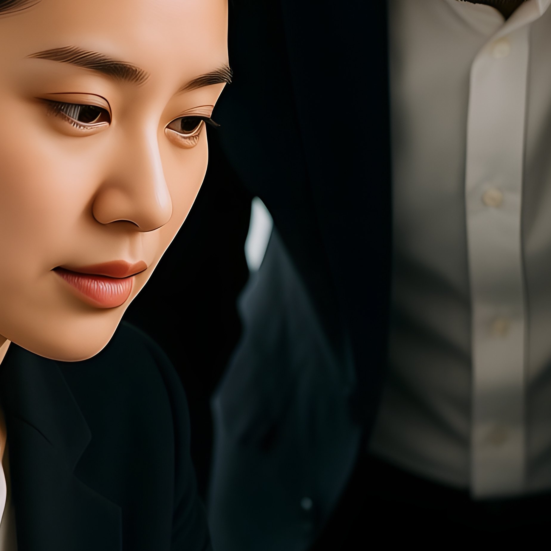 Two Individuals Collaborating On A Laptop In An Office Setting - Full Resolution Quality Preview