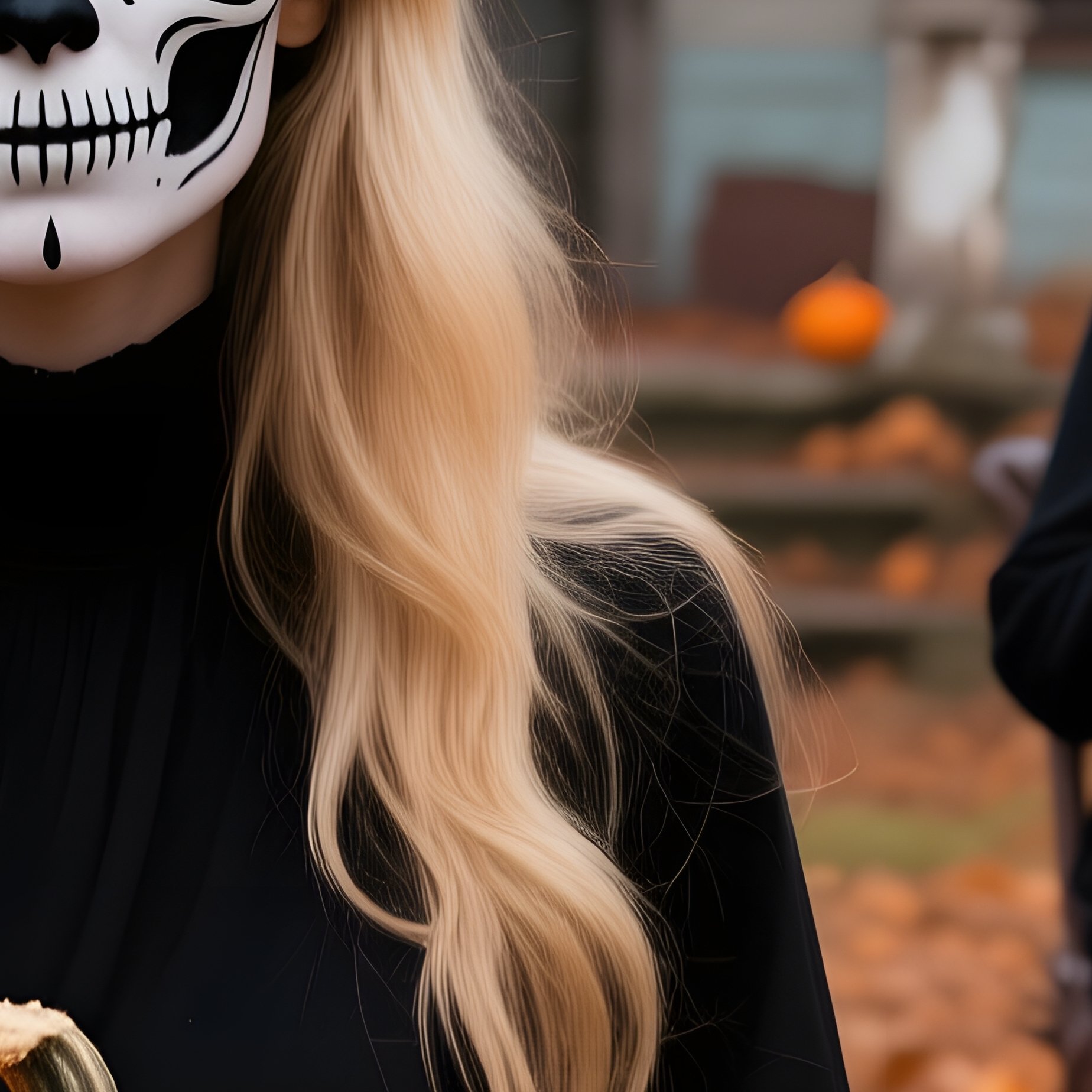 Two Individuals Dressed In Halloween Costumes With Skeleton - Full Resolution Quality Preview