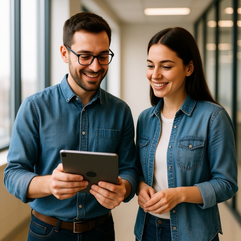 Two Individuals Engaged In A Conversation While Looking At A