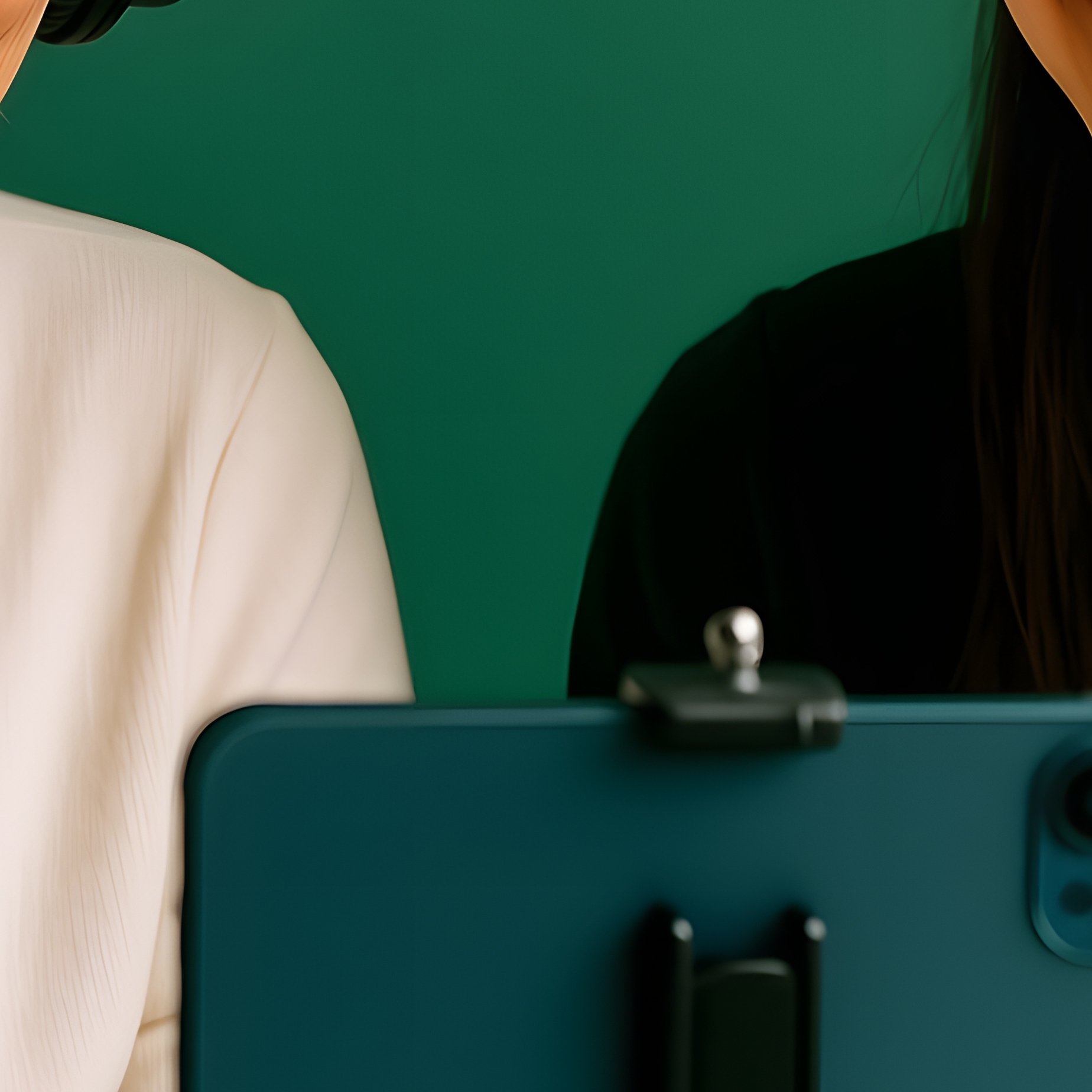 Two Individuals Engaging In A Video Call Or Recording Session - Full Resolution Quality Preview