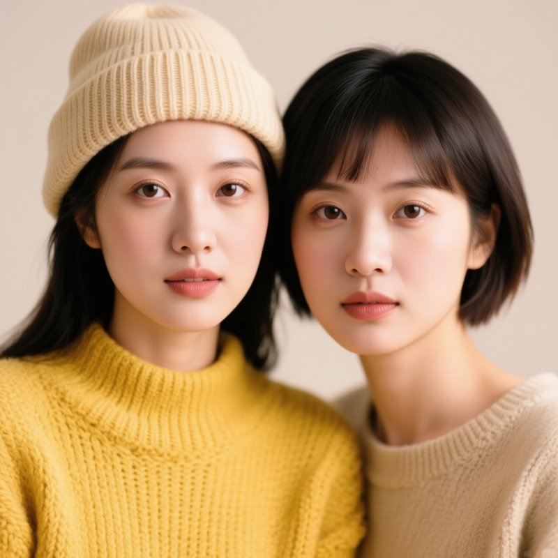 Two Individuals In Close Proximity Portrait Close Up