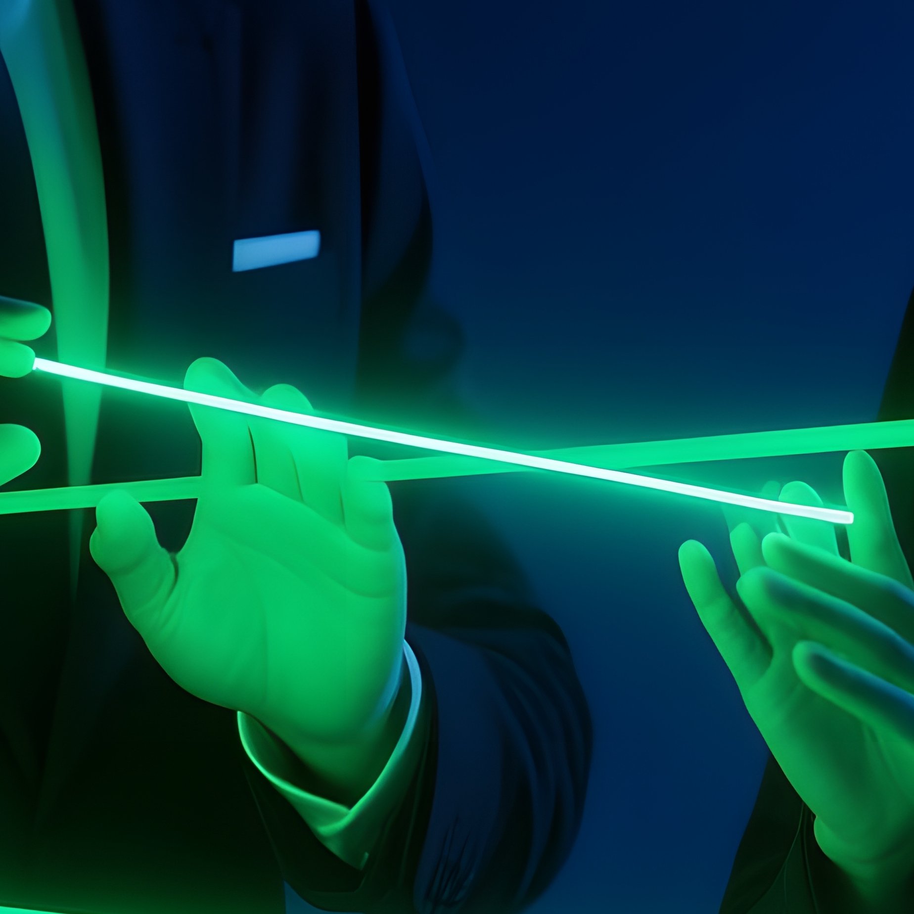 Two Individuals Interacting With Glowing Objects Interaction - Full Resolution Quality Preview