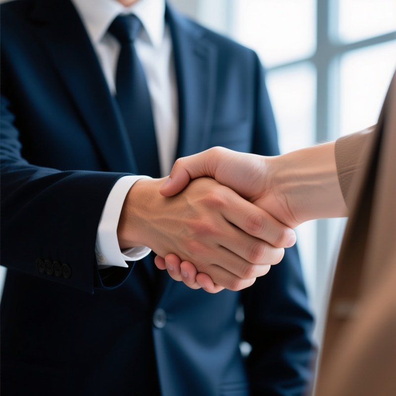 Two Individuals Shaking Hands Handshake Business