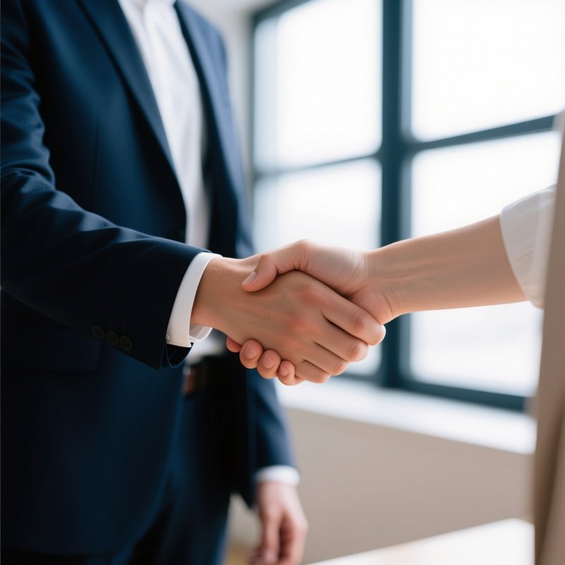 Two Individuals Shaking Hands Handshake Business