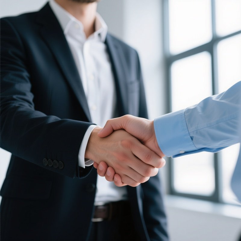 Two Individuals Shaking Hands Handshake Business