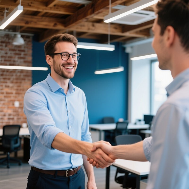 Two Individuals Shaking Hands In A Professional Setting Business