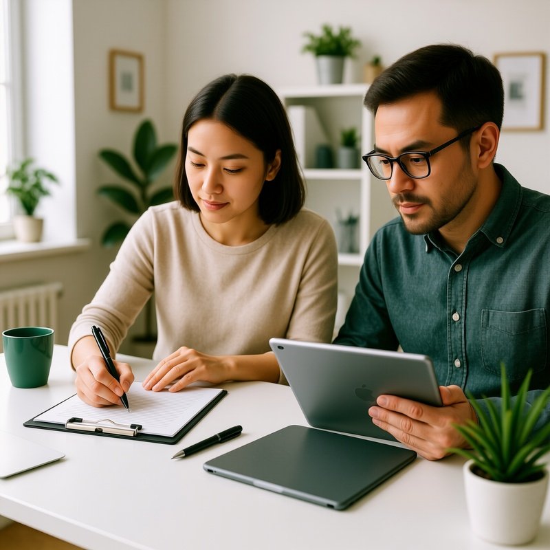 Two Individuals Working At A Desk Office Workplace