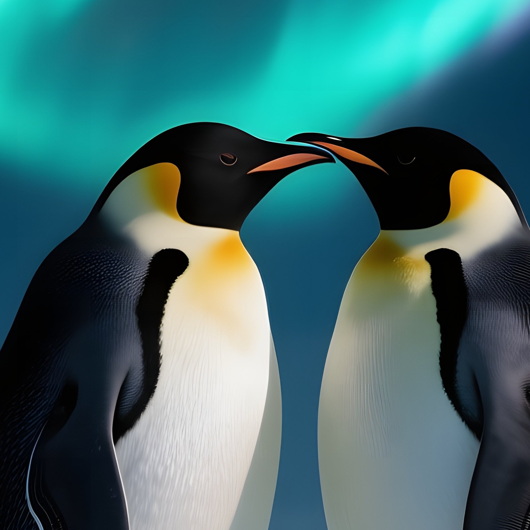 Two Love‑Struck Penguins Waddle Together, Beaks Touching For A Tender Kiss On An Iceberg With - Full Resolution Quality Preview