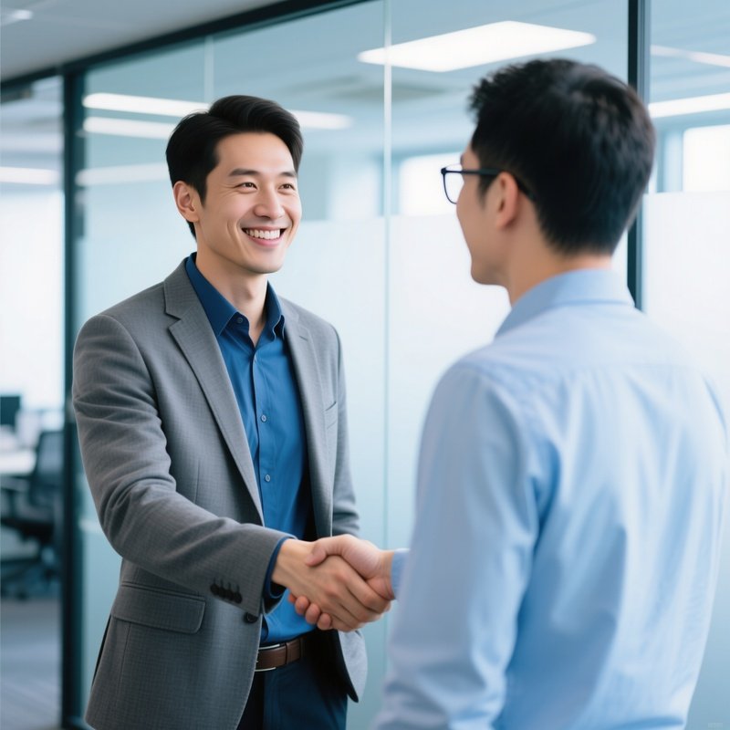 Two Men Shaking Hands In A Professional Setting Business Handshake