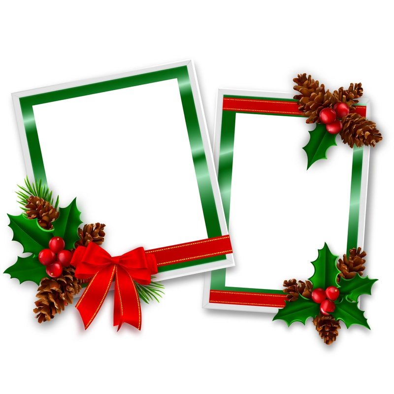 Two Photo Frames Decorated With Christmas Elements Christmas