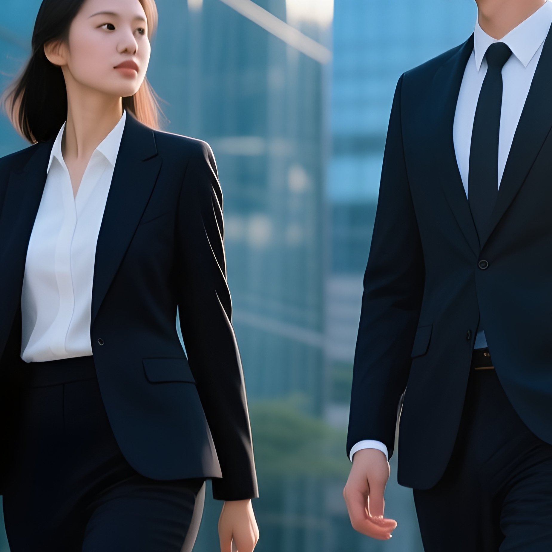 Two Professionals Walking To A Downtown Meeting - Full Resolution Quality Preview