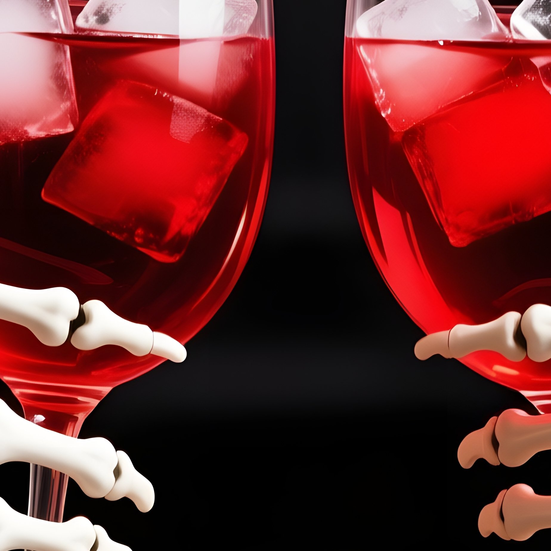 Two Skeleton Hands Holding Wine Glasses Halloween Skeletons - Full Resolution Quality Preview