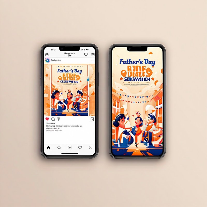 Two Smartphones Displaying Fathers Day Event Posters Fathers Day