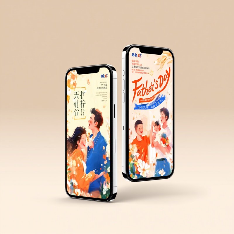 Two Smartphones Displaying Fathers Day Event Posters Fathers Day
