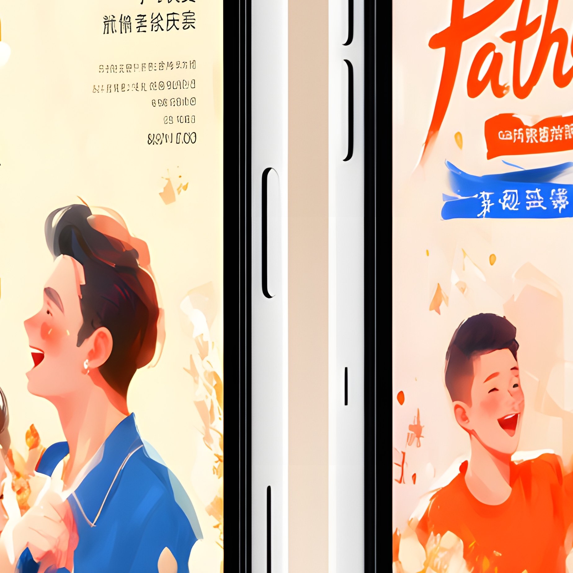 Two Smartphones Displaying Fathers Day Event Posters Fathers Day - Full Resolution Quality Preview