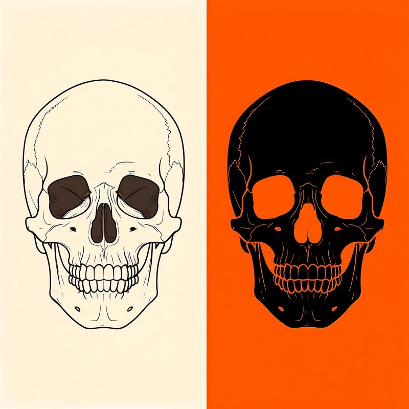 Two Stylized Skull Illustrations Skull Illustration