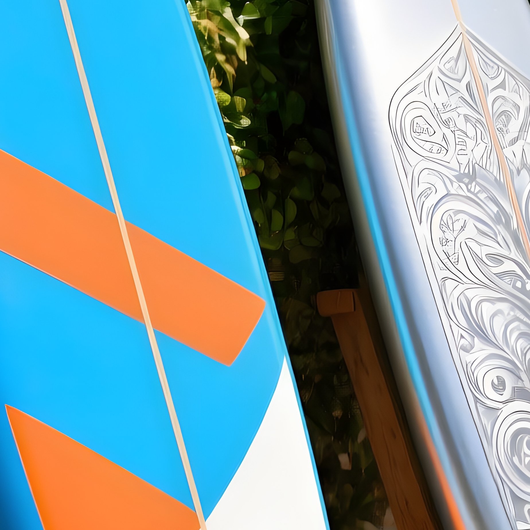 Two Surfboards Leaning Against A Wall Surfboards Beach - Full Resolution Quality Preview