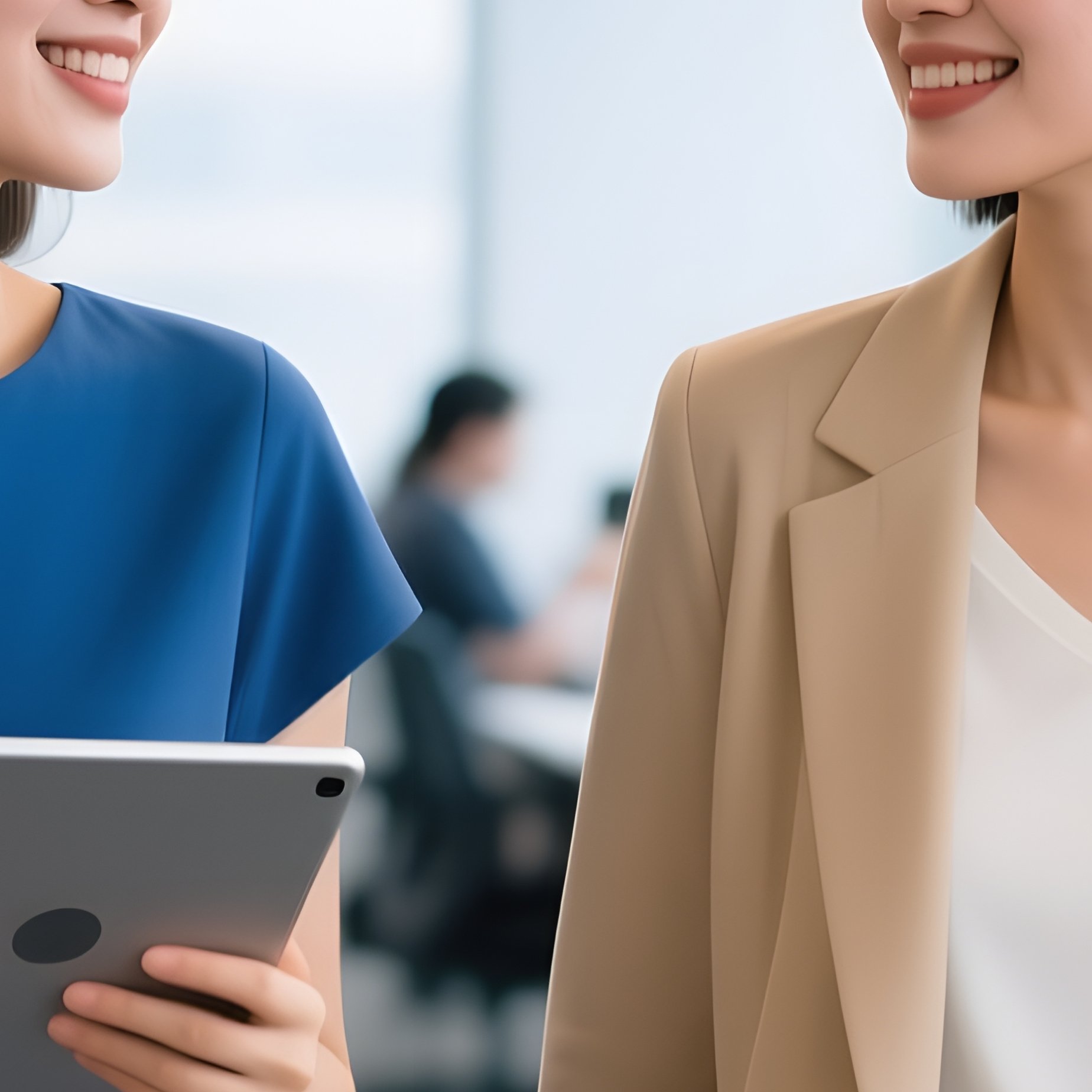 Two Women In A Professional Setting Engaging In Conversation - Full Resolution Quality Preview
