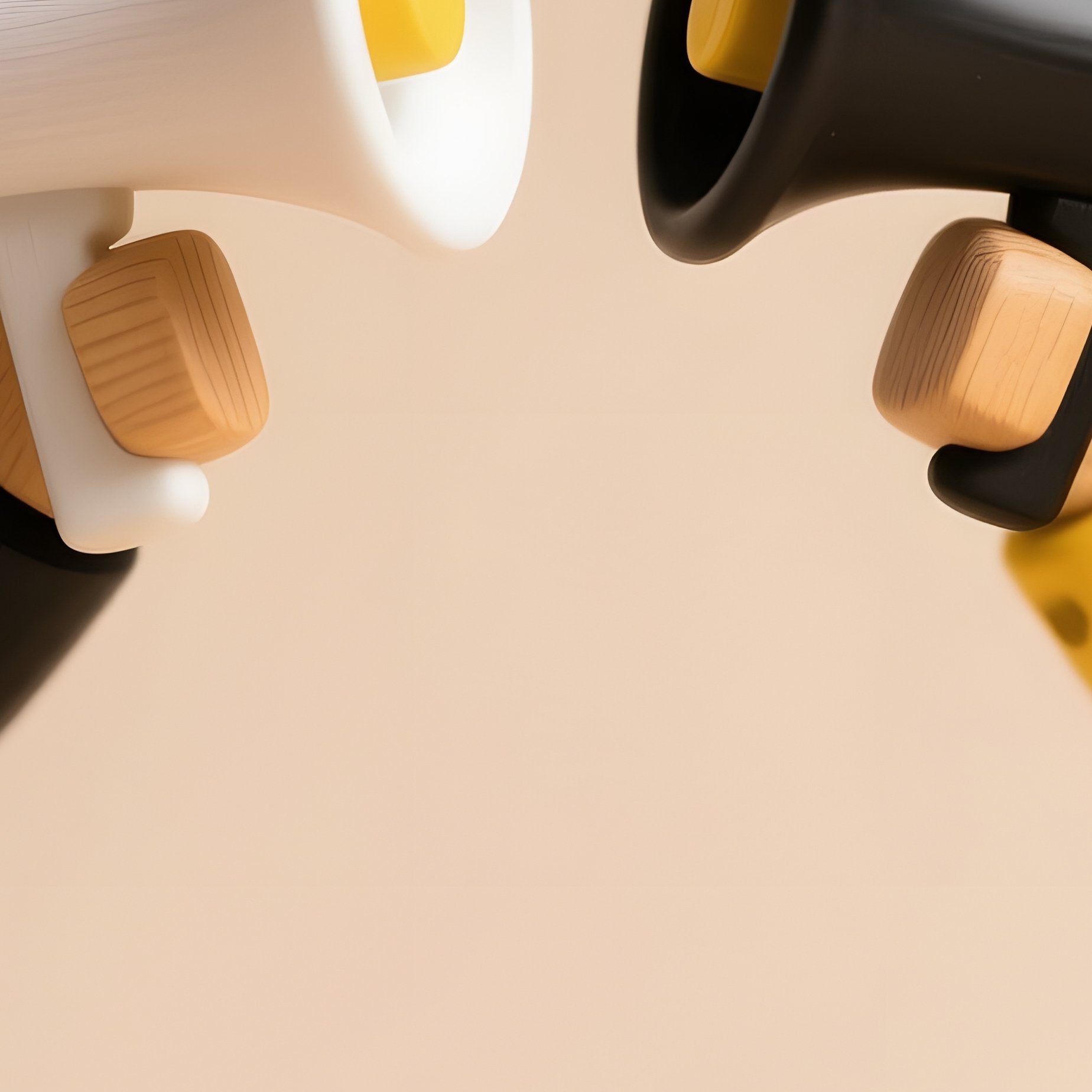 Two Wooden Figurines Holding Megaphones Wooden Toys Business - Full Resolution Quality Preview