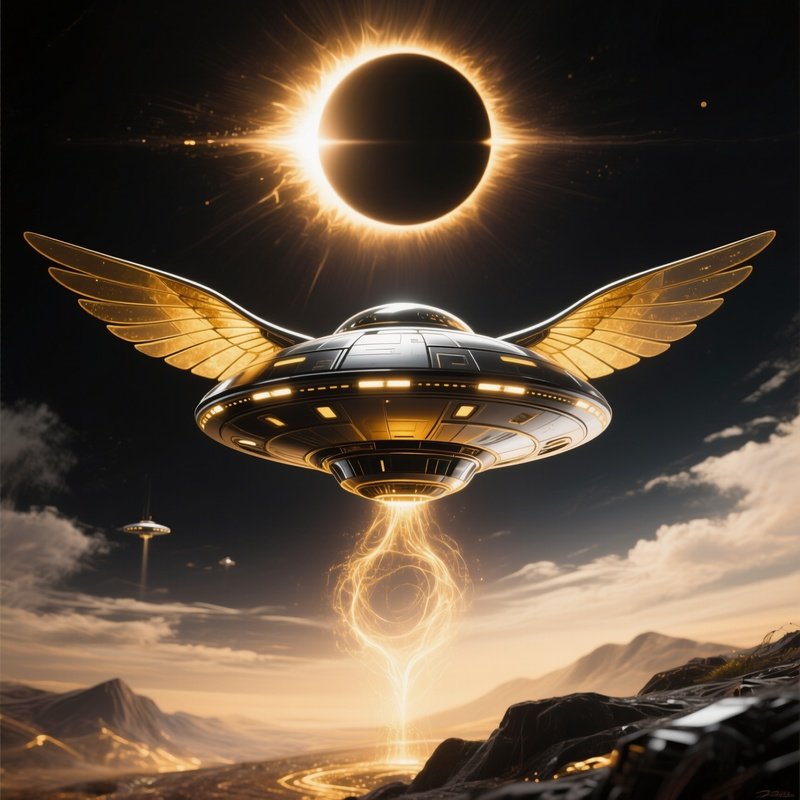 Ufo Drone Eclipse Wing Artistic Representation