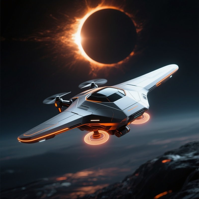 Ufo Drone Eclipse Wing During Solar Eclipse