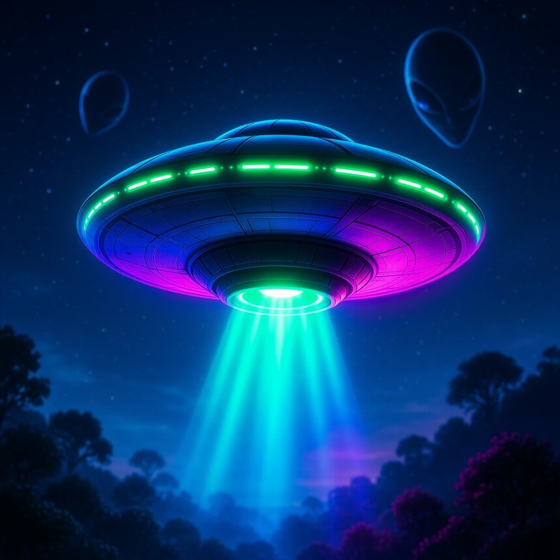 Ufo Drone Flying In The Sky With A Pulsating Halo