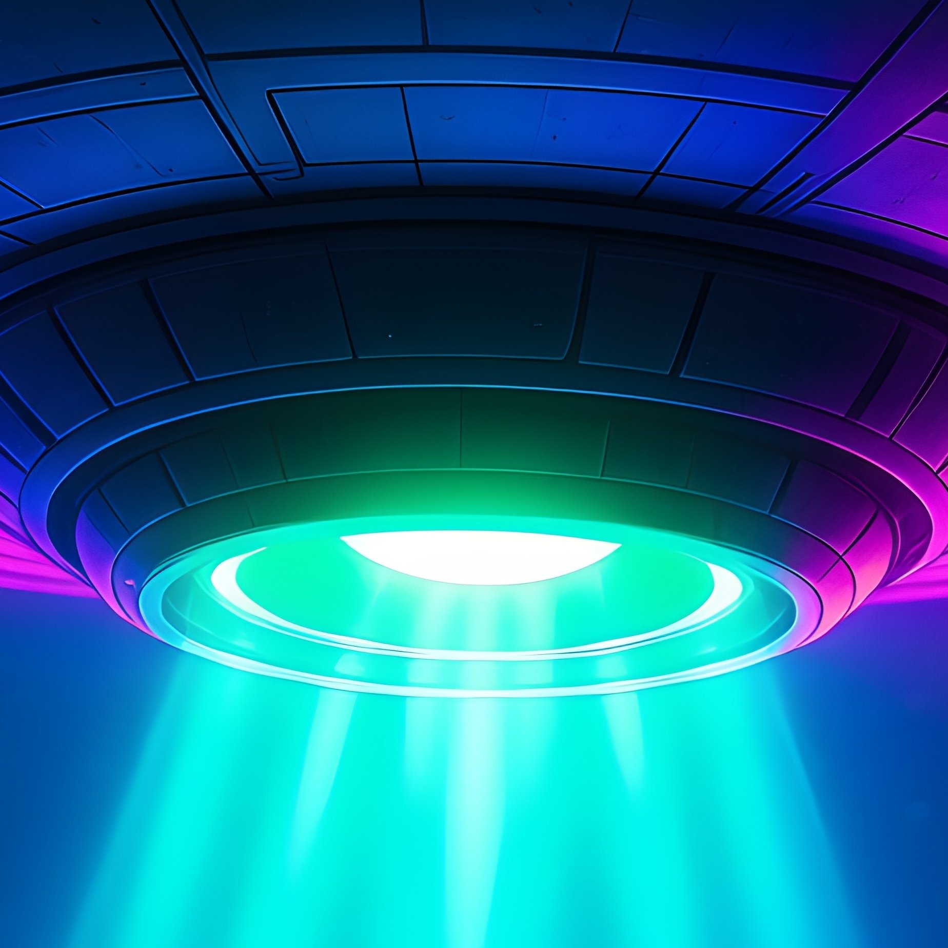 Ufo Drone Flying In The Sky With A Pulsating Halo - Full Resolution Quality Preview