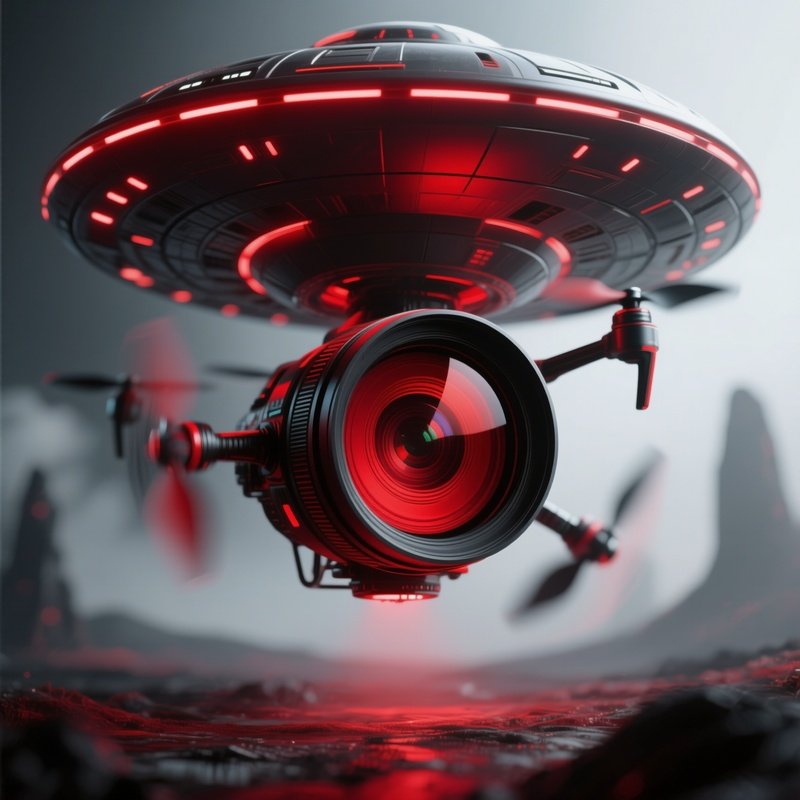 Ufo Drone Omega Eye Red Lens Surrealism