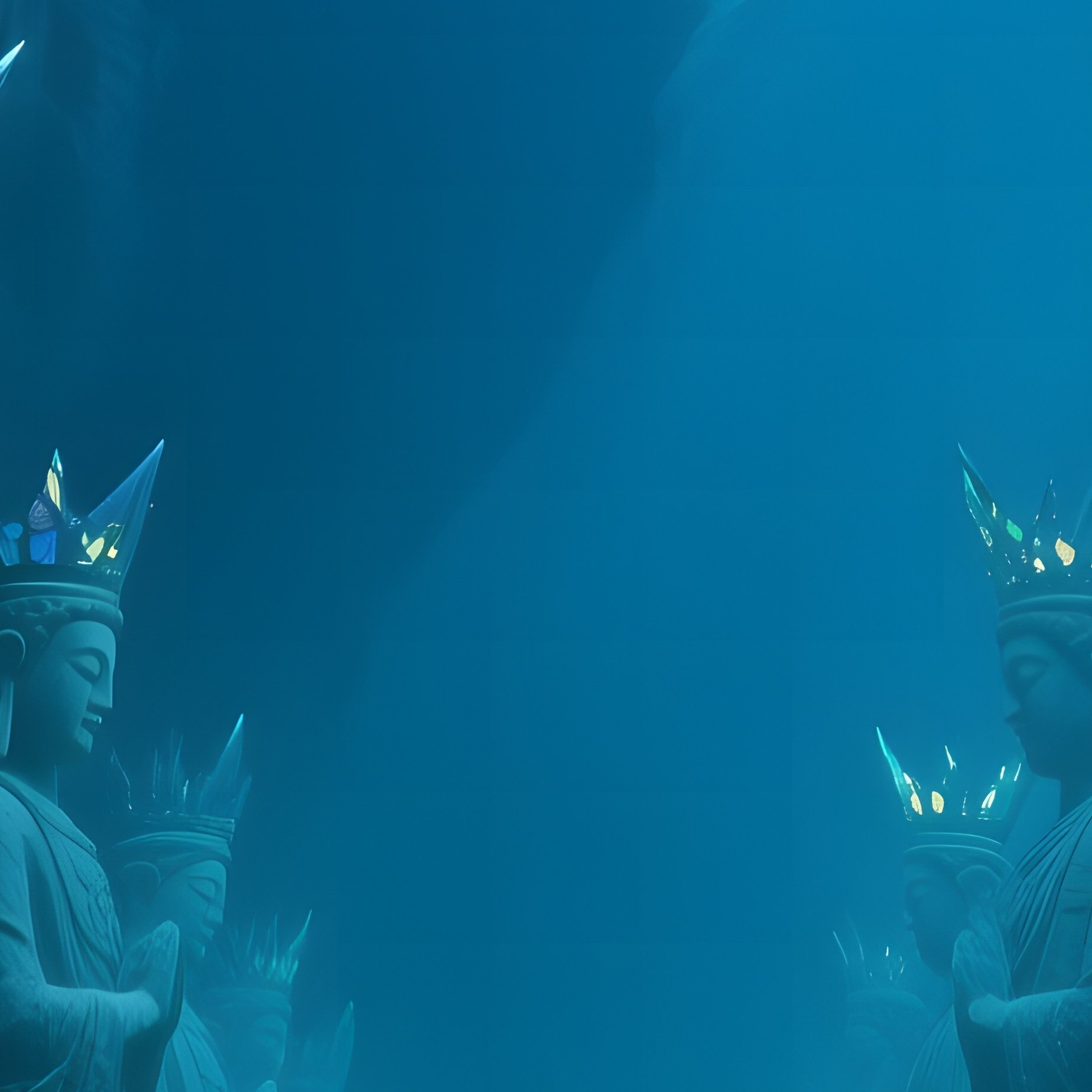 Underground Cavern Bioluminescent Fungi Statues - Full Resolution Quality Preview