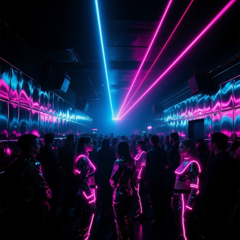 Underground Club Laser Beams Metal Walls Led Outfits
