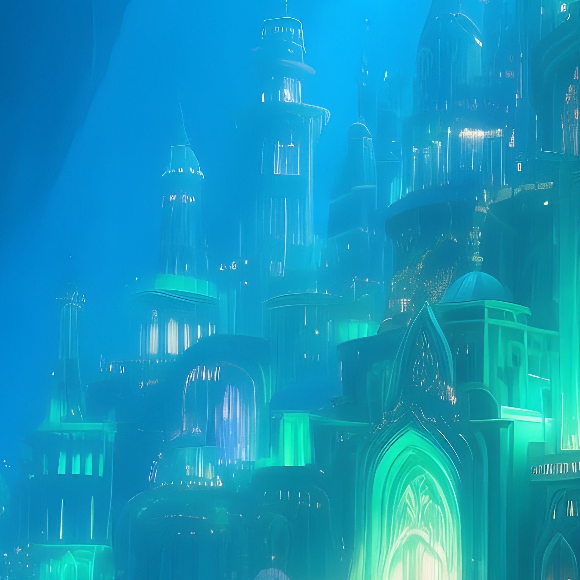 Underwater City Mermaid Glowing Abyss - Full Resolution Quality Preview