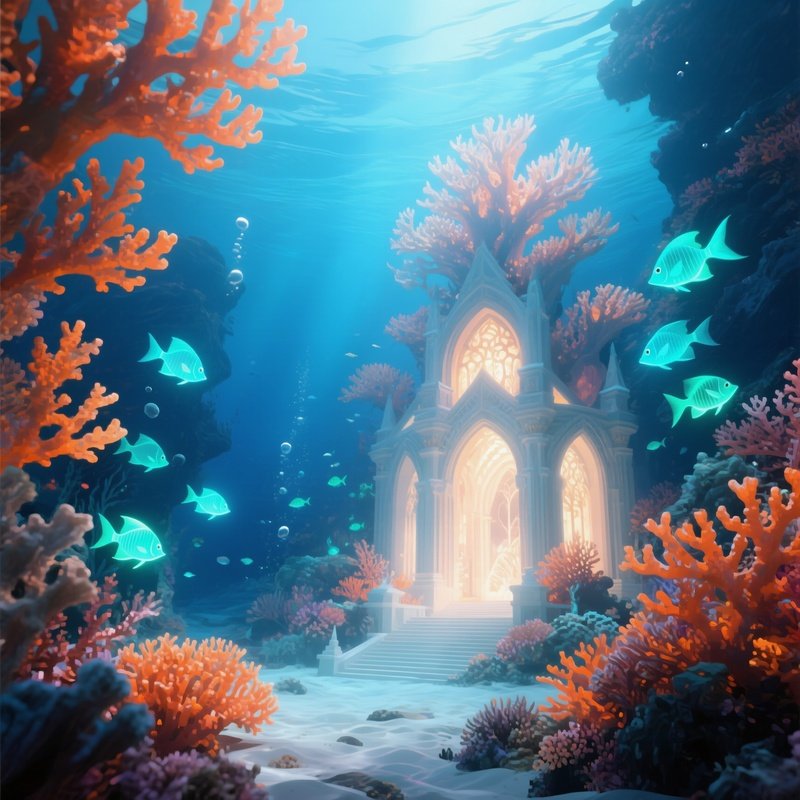 Underwater Coral Cathedral Glowing Fish 2