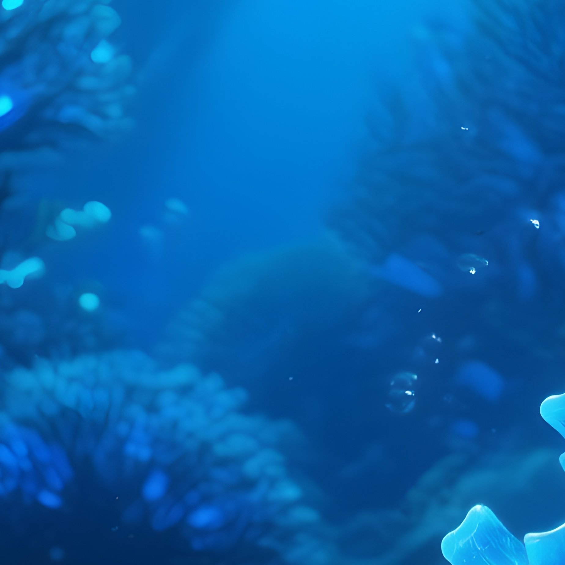 Underwater Coral Garden In Blue Shades - Full Resolution Quality Preview
