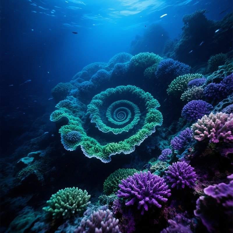 Underwater Coral Garden Spiral Pattern