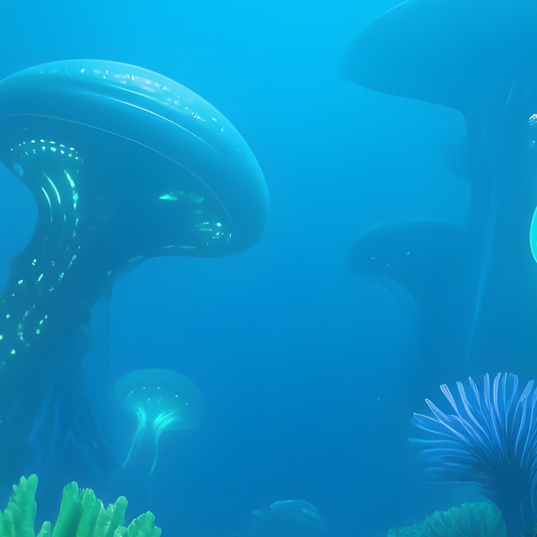 Underwater Coral Meadow With Tiny Glowing Creatures Science Fiction - Full Resolution Quality Preview