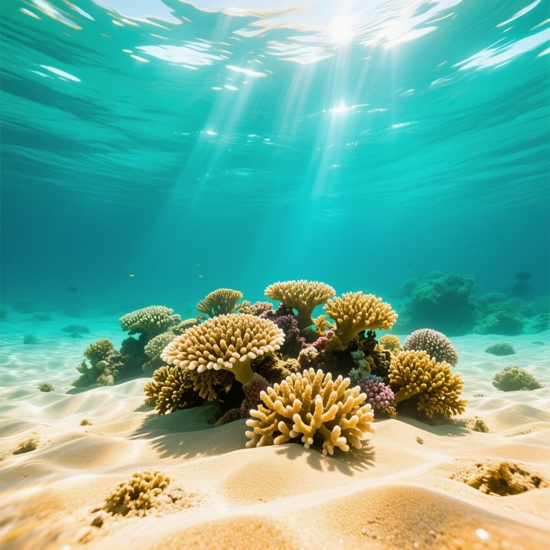 Underwater Coral Reef Golden Sand