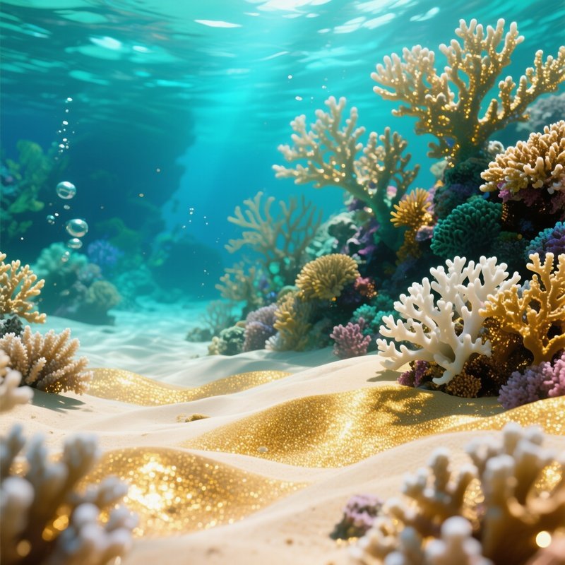 Underwater Coral Reef Golden Sand Digital Art