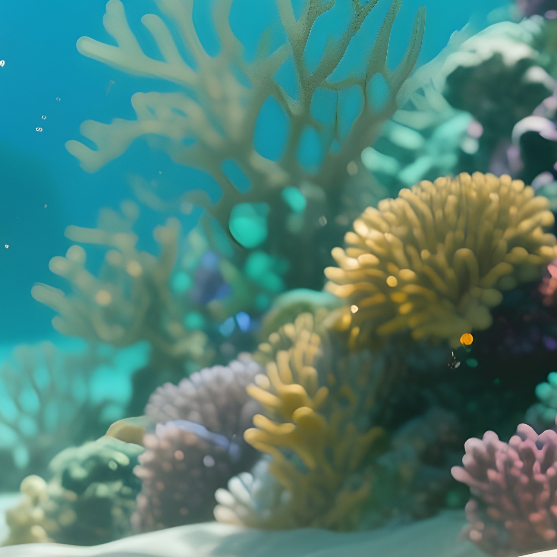 Underwater Coral Reef Golden Sand Digital Art - Full Resolution Quality Preview