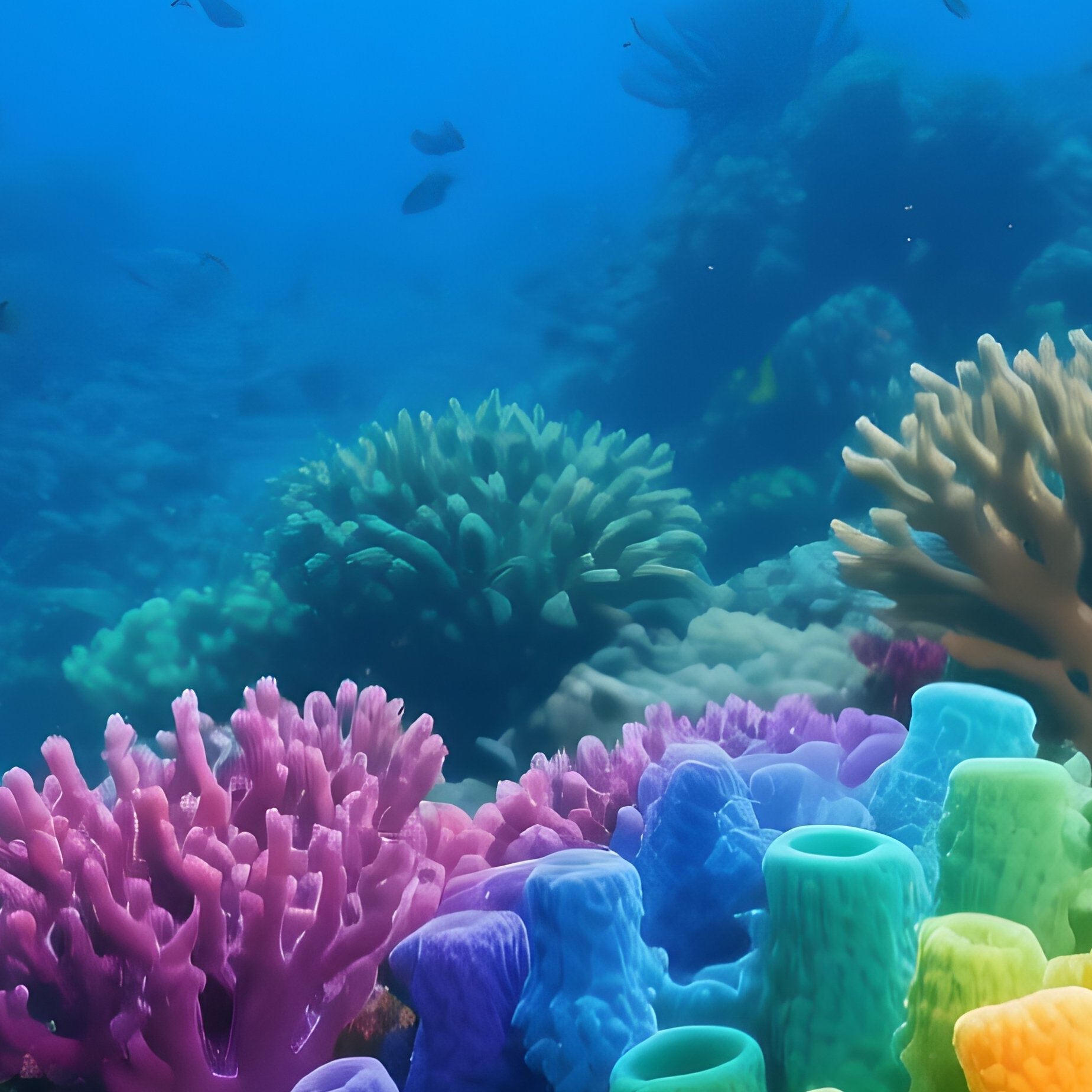 Underwater Coral Reef Rainbow Sponges - Full Resolution Quality Preview