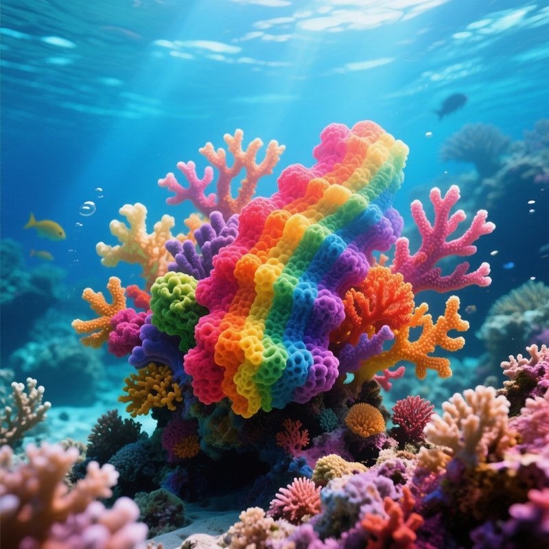 Underwater Coral Reef Rainbow Sponges Artistic