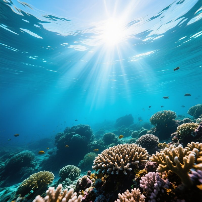 Underwater Coral Reef Sunlight Science Fiction