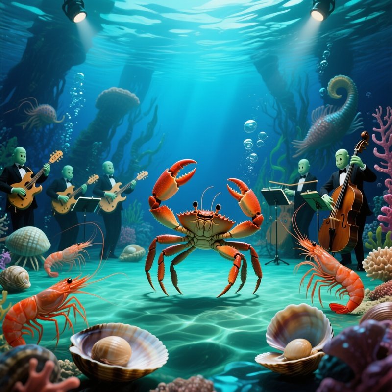 Underwater Crab Ballroom With Shrimp And Clams As Band