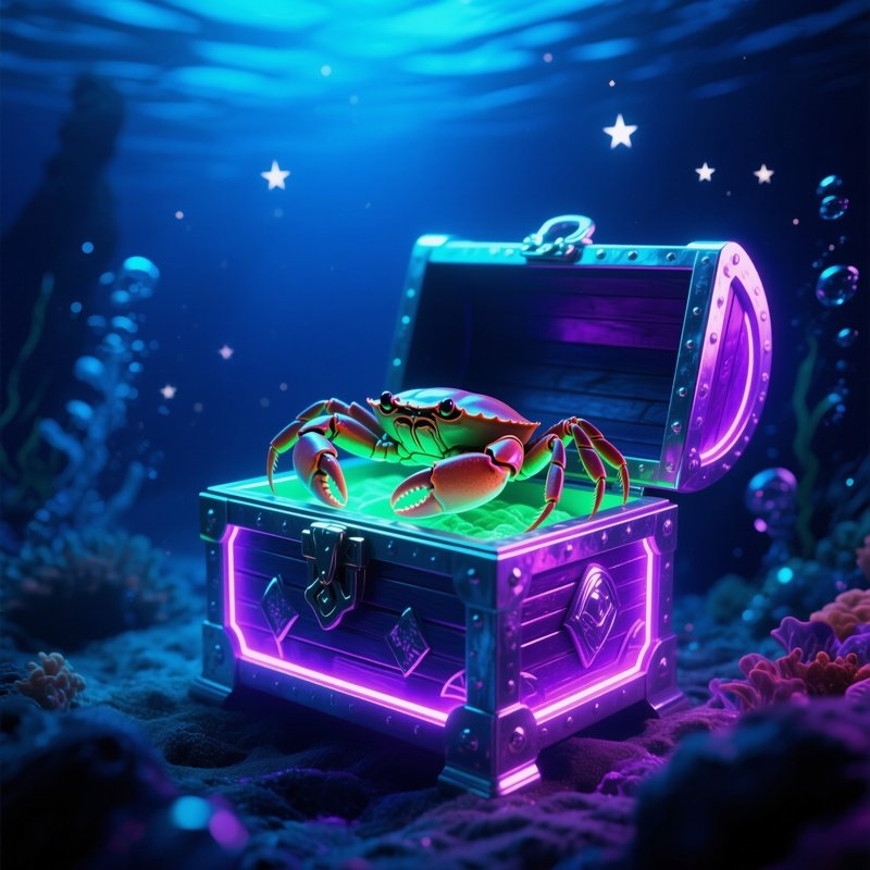 Underwater Crab On Glowing Chest Scifi