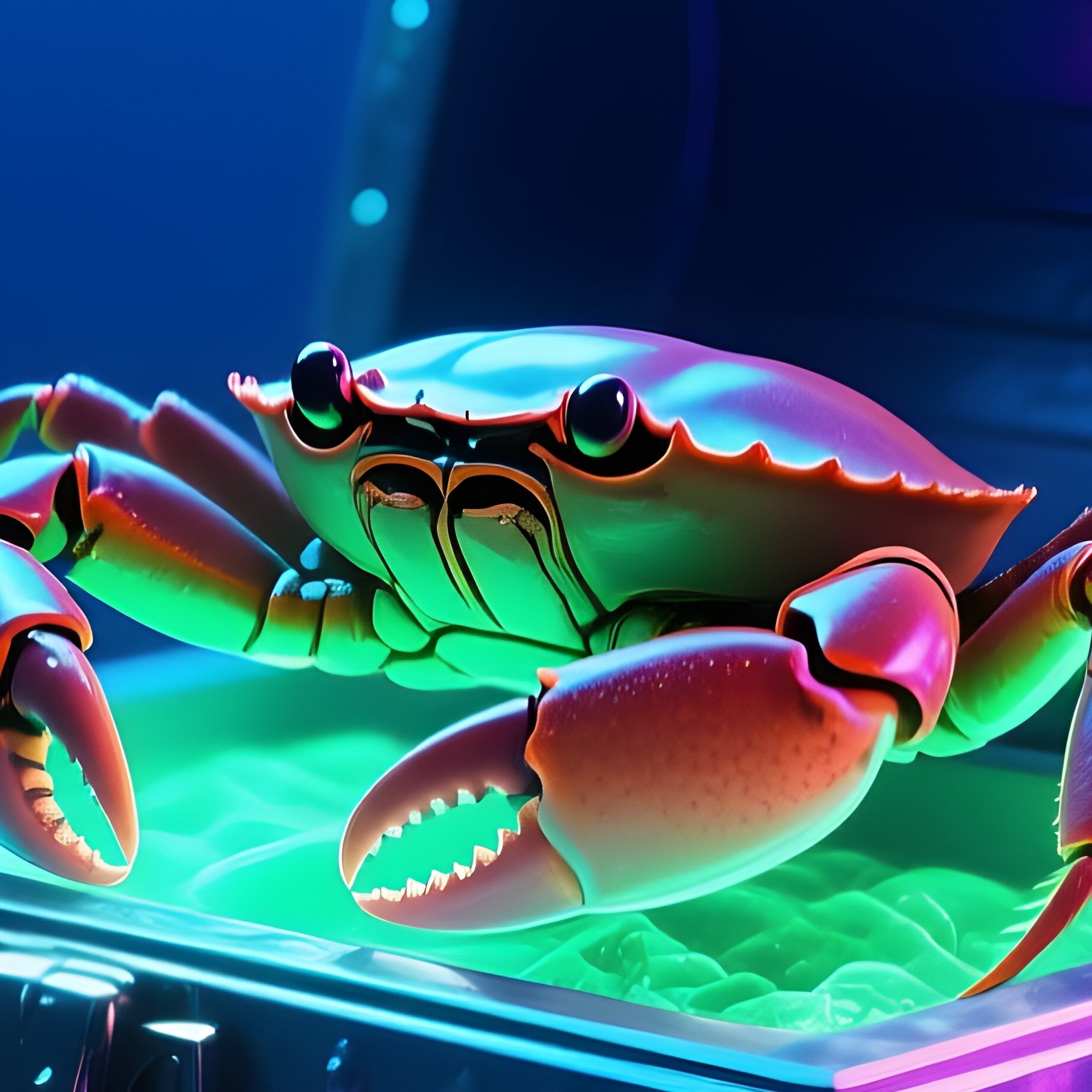 Underwater Crab On Glowing Chest Scifi - Full Resolution Quality Preview