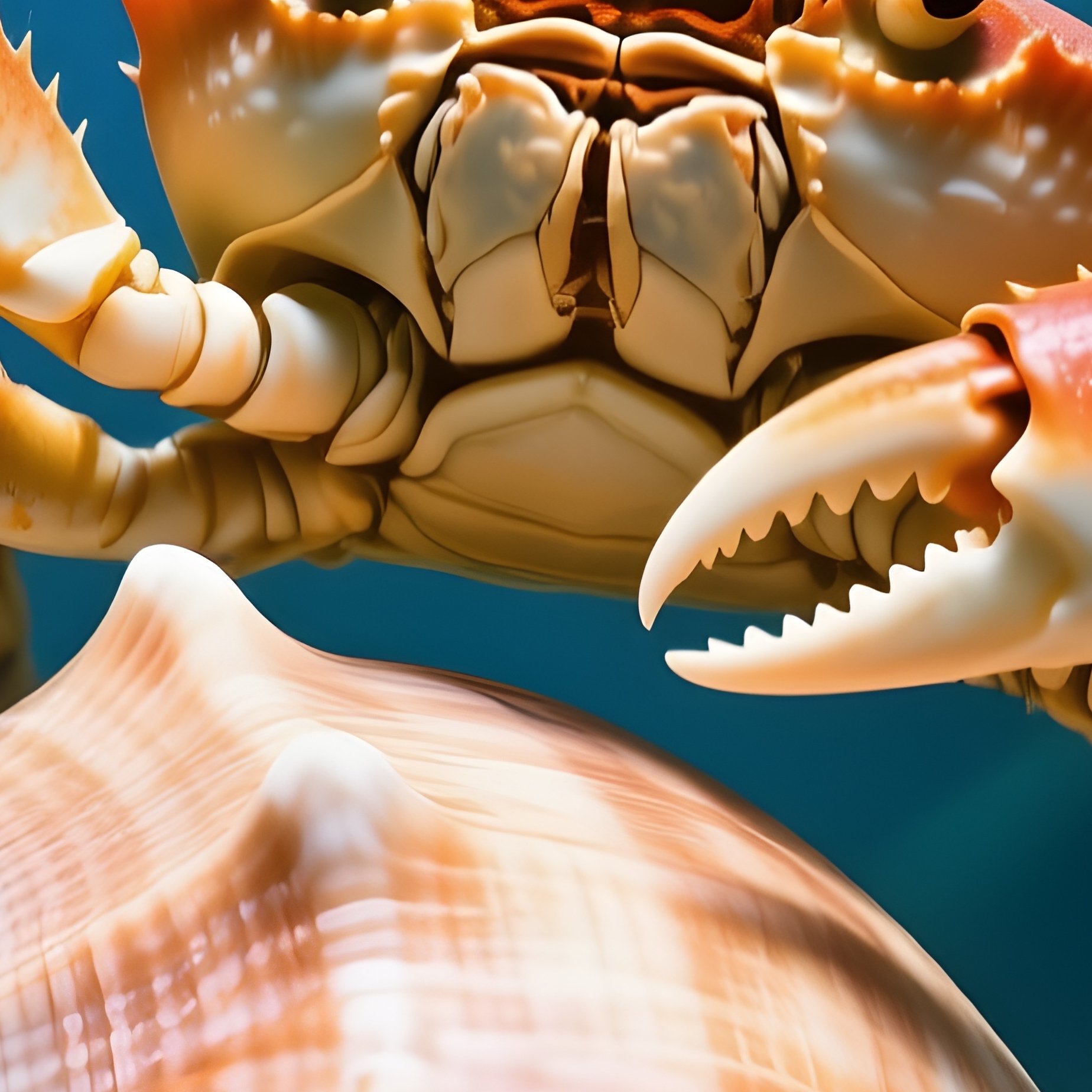 Underwater Crab Waving Conch Shell - Full Resolution Quality Preview